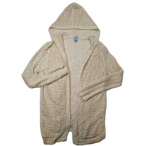 Pink Melo Ivory Crochet Open Knit Cardigan Sheer Boho Beach Cover Up Small